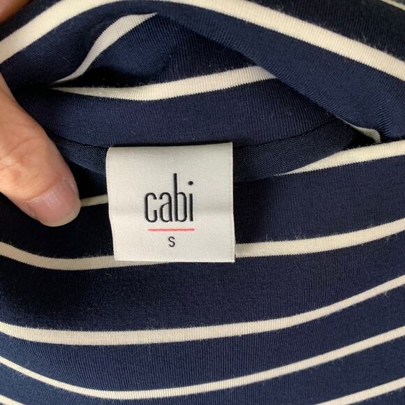CAbi #5183 Skirt Womens S Navy Blue White Asymmetrical Stripe 4" Waistband Twirl - Picture 3 of 7